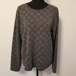 Woolrich Thermal ribbed crew neck long sleeve top charcoal snowflake XL